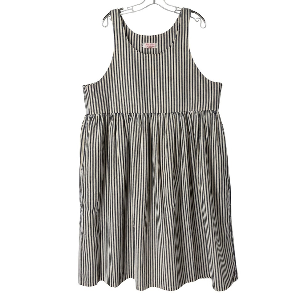 The Door Mouse Jumper Womens XXL Blue White Ticking Stripe Vintage Pinafore